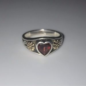 James Avery Sterling Silver 14k Heart Garnet Ring sz 6